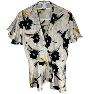 Vintage Liptons Floral Ruffle 100% Silk Blouse